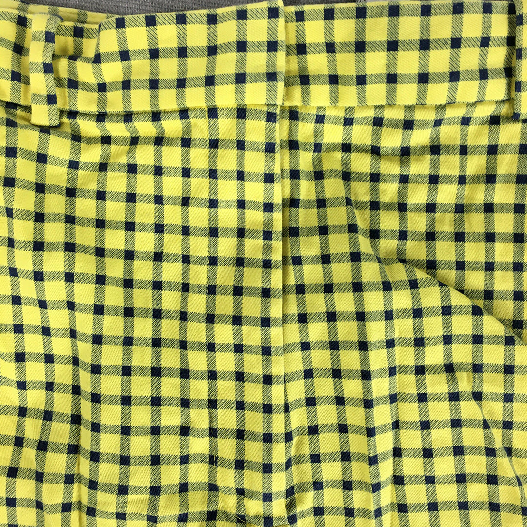 Zara Womens Shorts Size L Yellow Checkered Pockets Bermuda