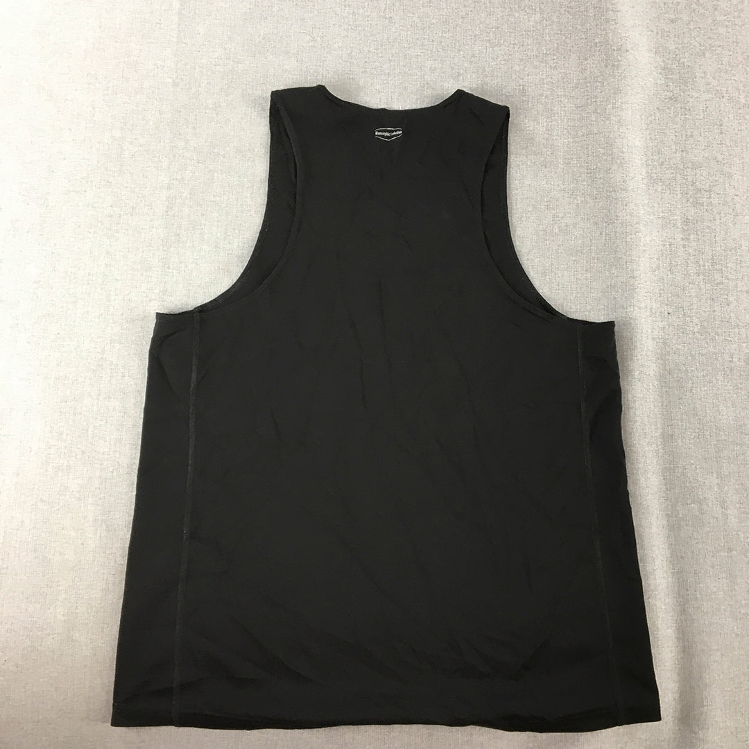 Asics Womens Tank Top Size L Black Logo Sleeveless Shirt