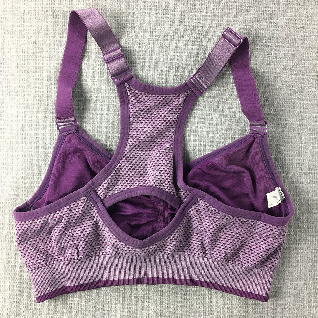 Puma Womens Sports Bra Size S Purple Sleeveless Cropped Activewear Top