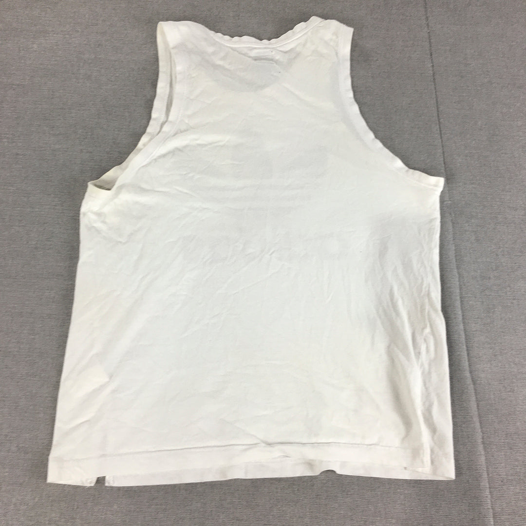 Adidas Mens Tank Top Size M White Big Trefoil Logo Sleeveless Shirt