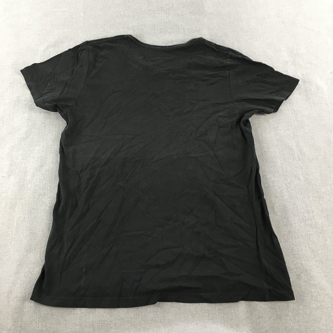 Champion Womens T-Shirt Size L Black Logo Short Sleeve Top