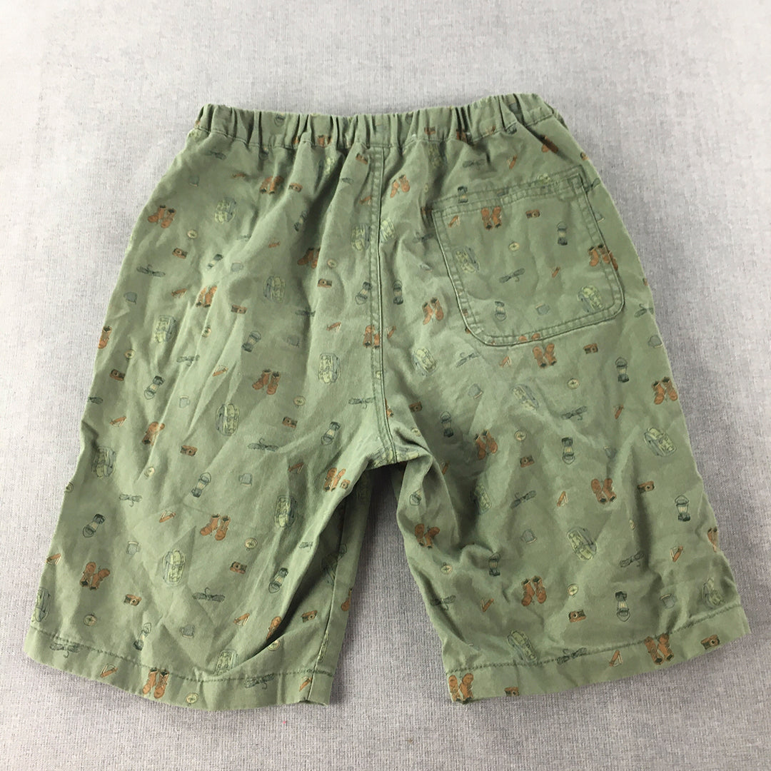 Uniqlo Kids Boys Shorts Size 11 - 12 Years Green Elastic Waist