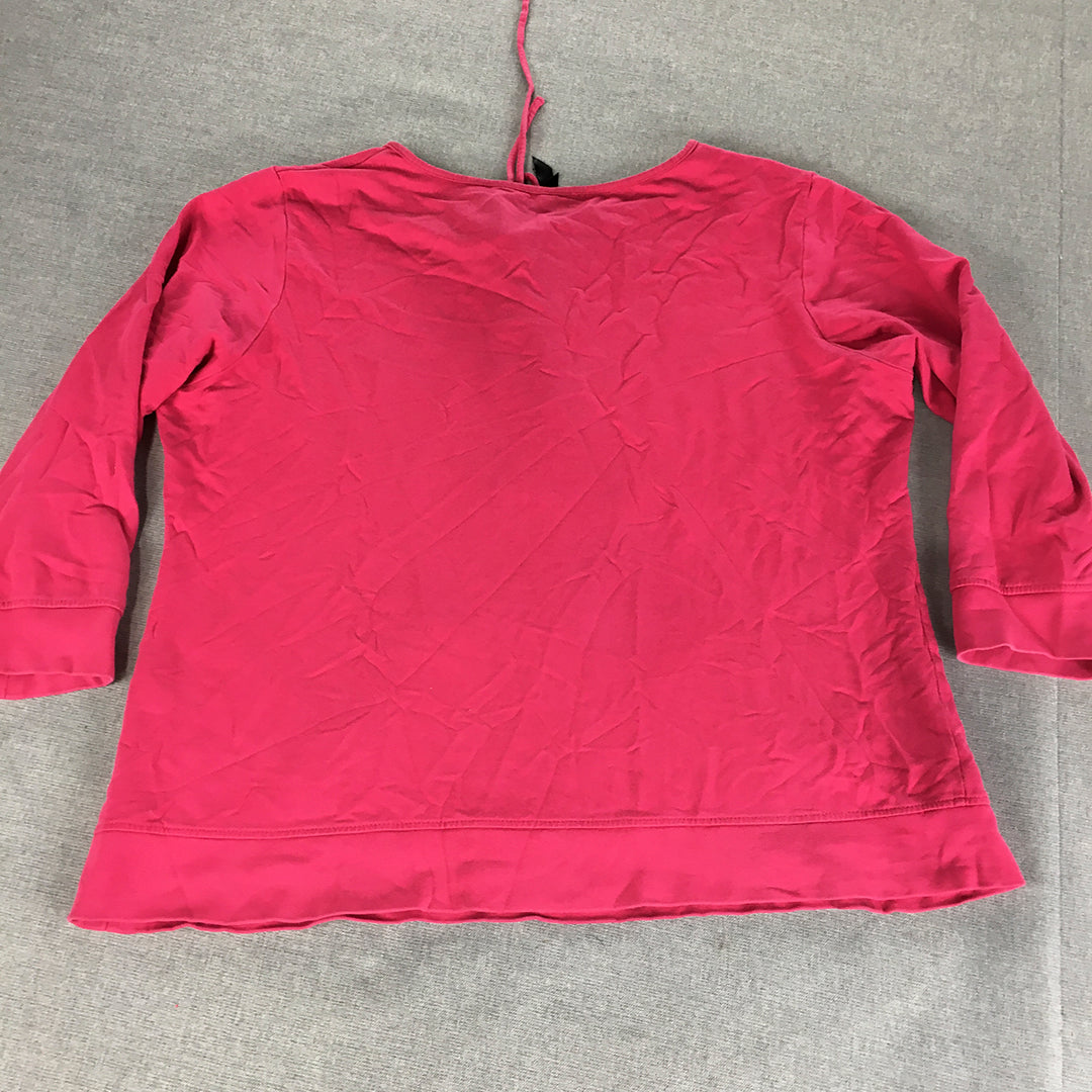 Zovi Womens Sweater Size 2XL Hot Pink Lace Up Neckline Jumper