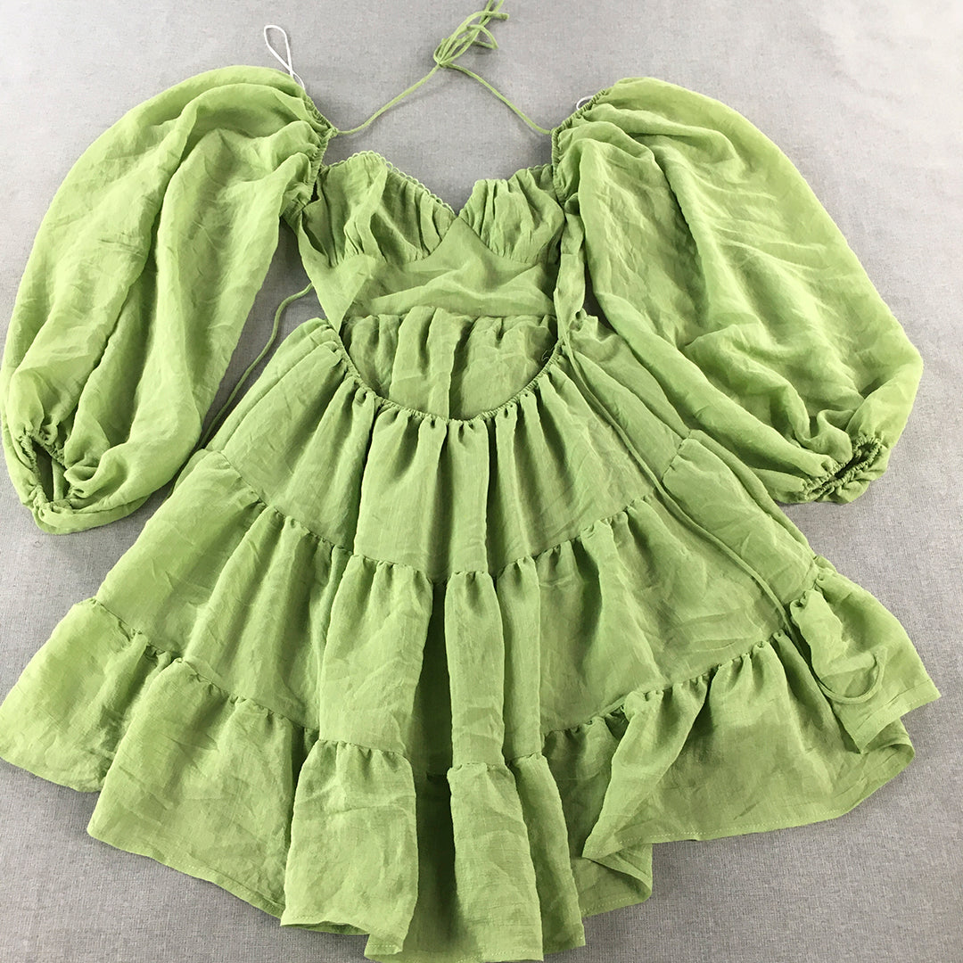 Princess Polly Womens Mini Dress Size 8 Green Tiered Long Sleeve