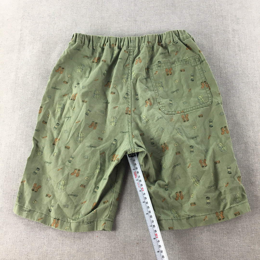 Uniqlo Kids Boys Shorts Size 11 - 12 Years Green Elastic Waist