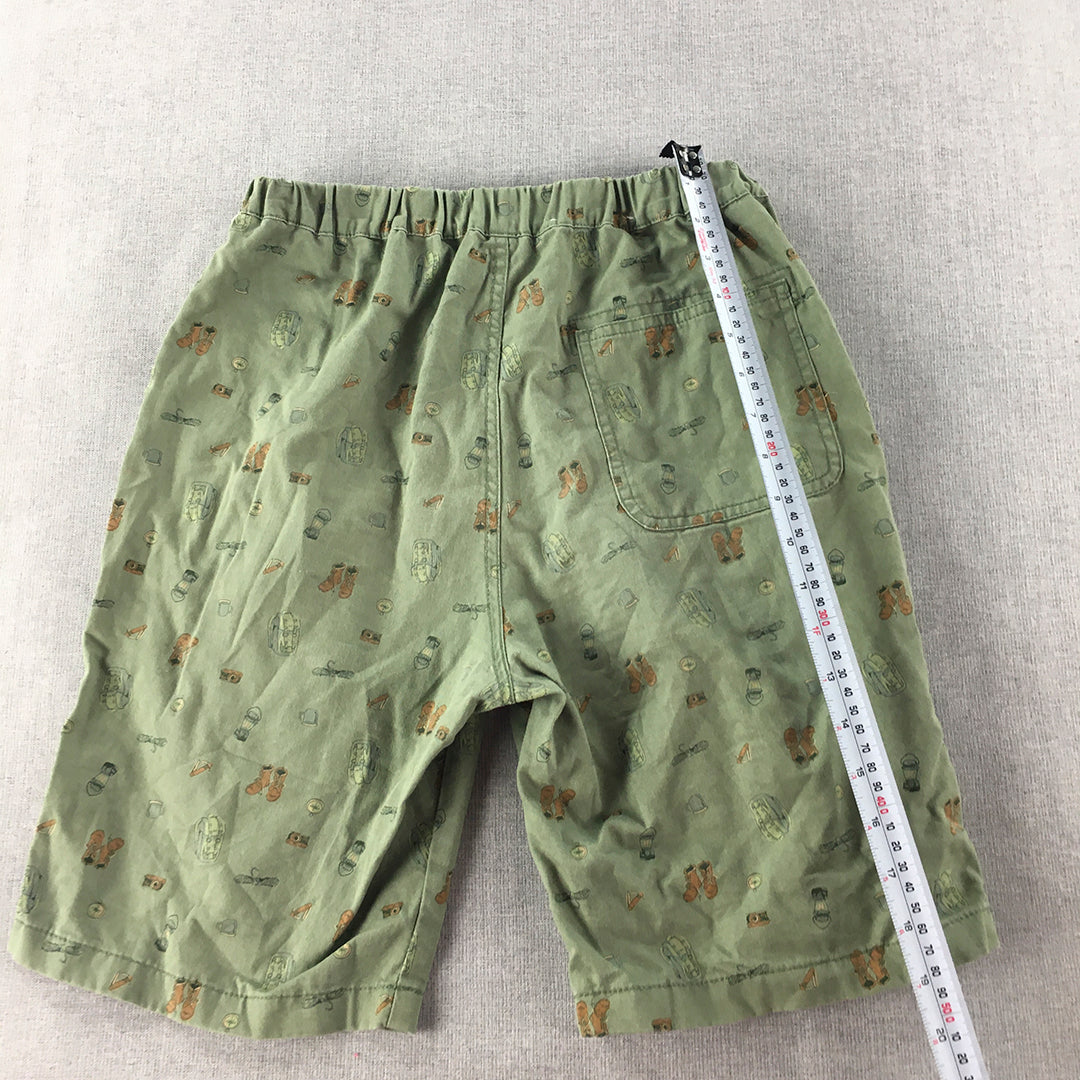 Uniqlo Kids Boys Shorts Size 11 - 12 Years Green Elastic Waist