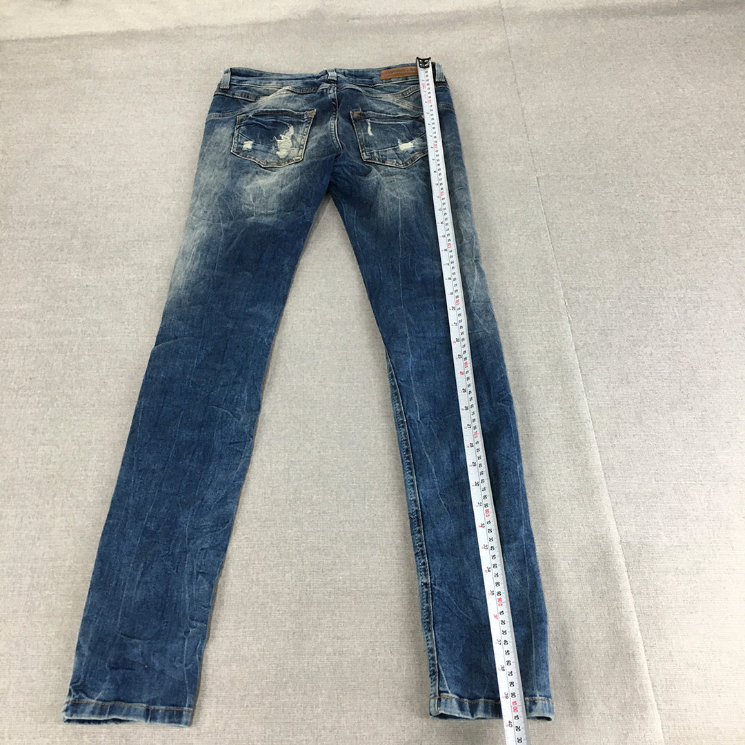 Vero Moda Womens Skinny Jeans Size 27 x 32 Blue Ripped Stretch Denim