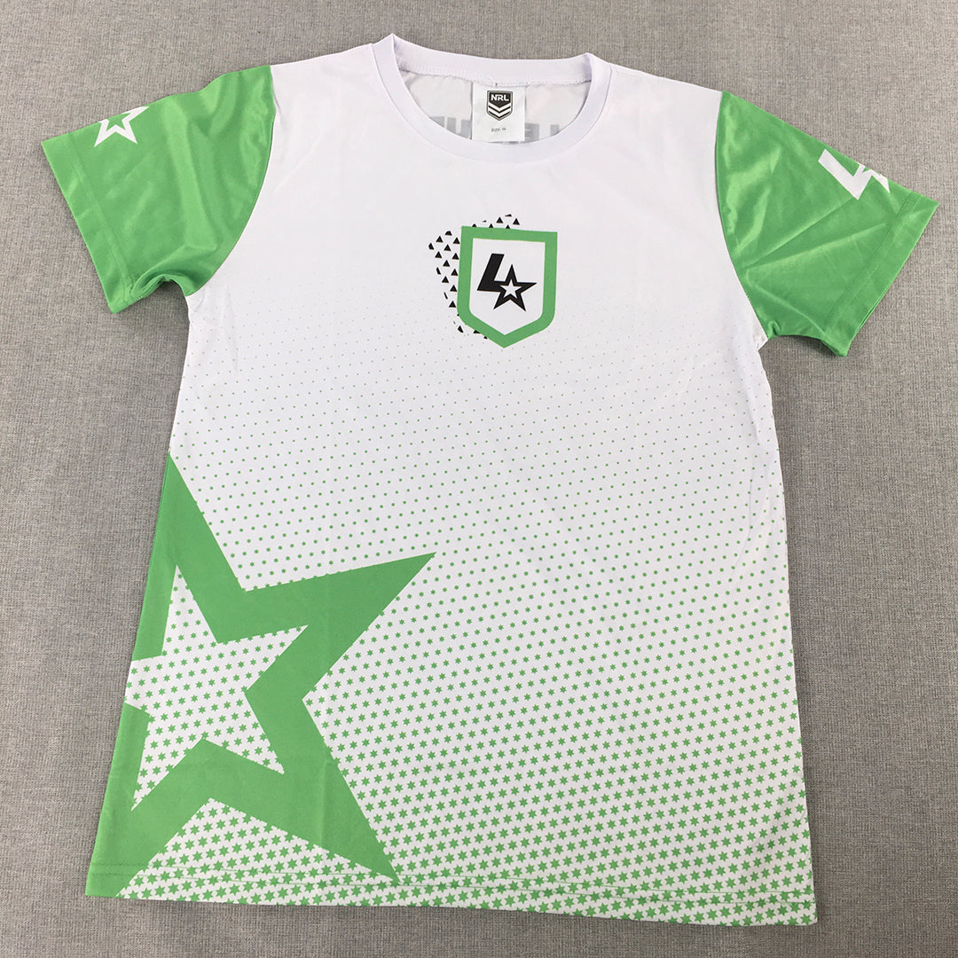 NRL All Stars Kids Boys Jersey Shirt Size 14 White Green Rugby League