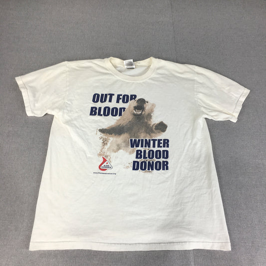 Vintage Donate Blood T-Shirt Adult Size M White Polar Bear Short Sleeve Tee