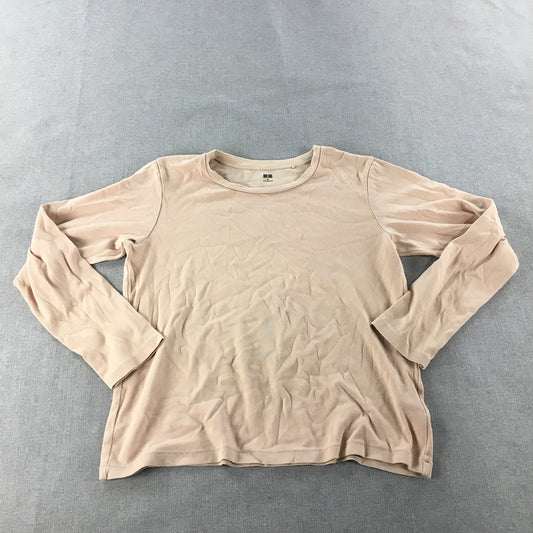 Uniqlo Womens Top Size M Light Brown Long Sleeve Pullover Shirt