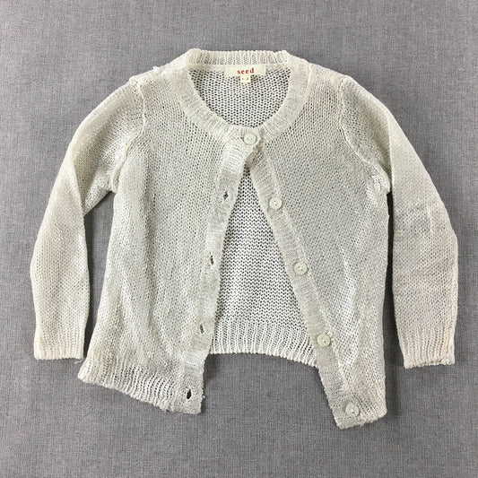 Seed Baby Girls Cardigan Size 1 - 2 Years White Button Up Knit