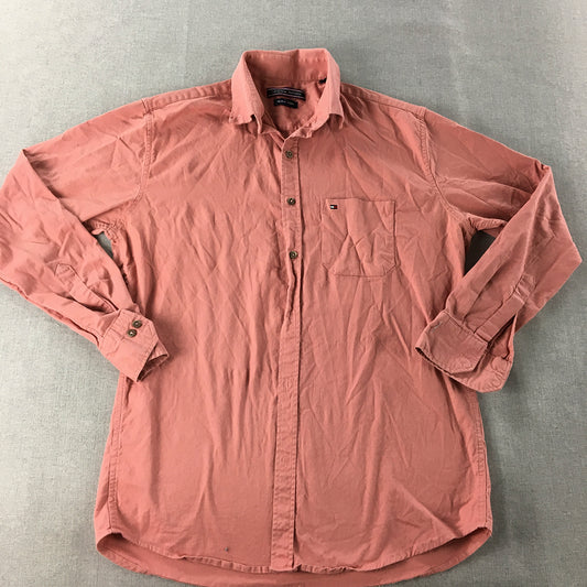 Tommy Hilfiger Womens Shirt Size 2XL Pink Long Sleeve Logo Button-Up