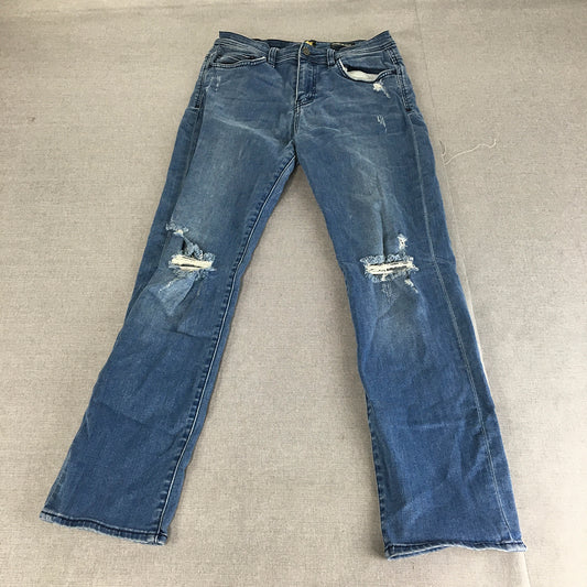 Lee Mens Jeans Size 30 Blue Straight Leg Ripped Light Wash Pockets