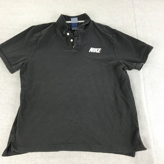 Nike Mens Polo Shirt Size XL Black Logo Collared Short Sleeve Rugby