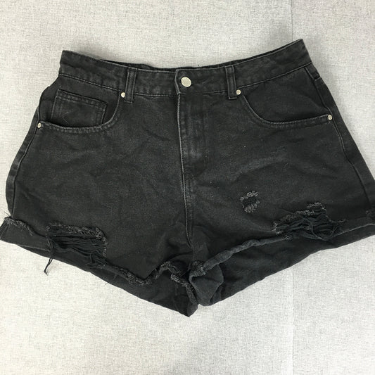 STNDRD Denim Womens Shorts Size 12 Black Pockets Raw Hem