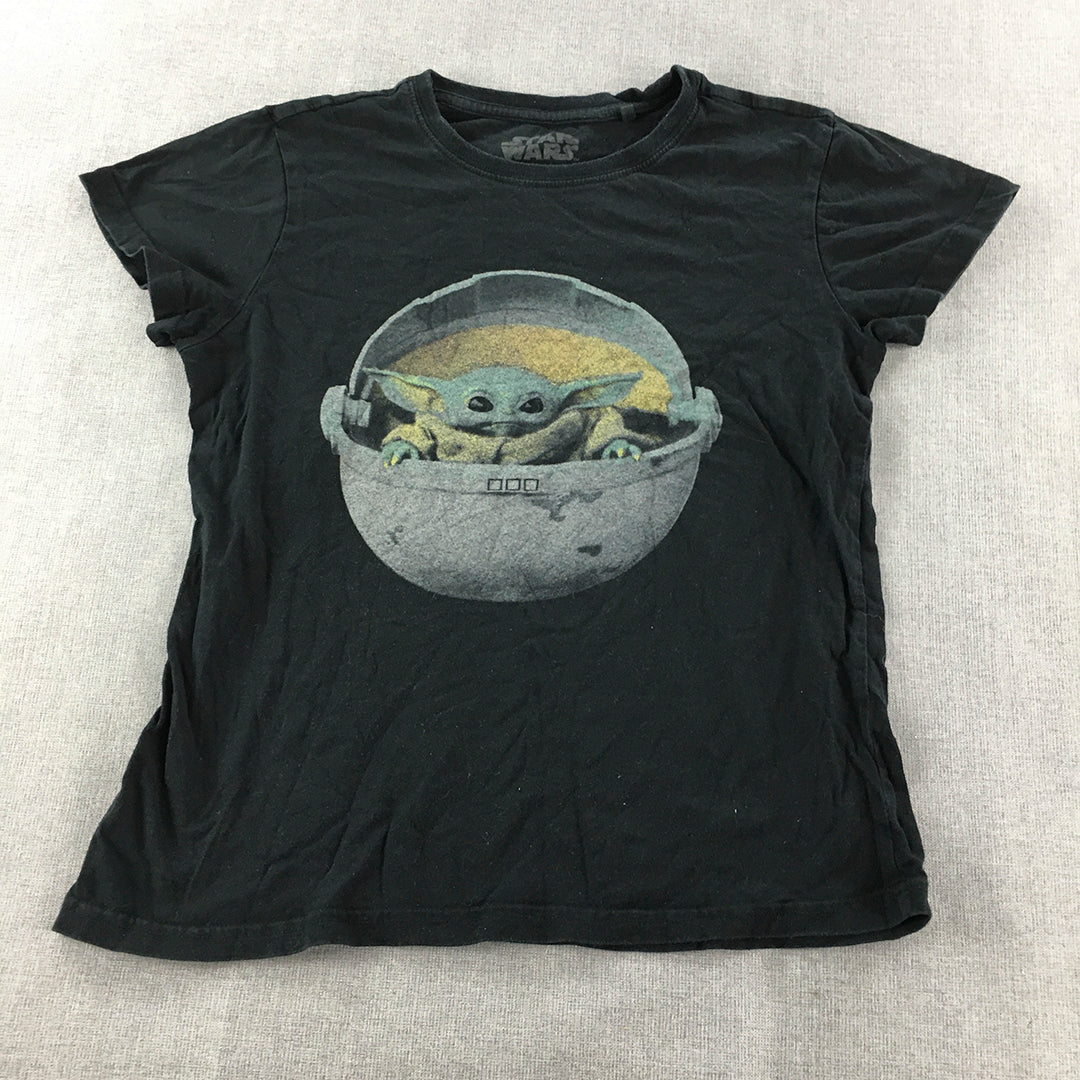 Star Wars Baby Yoda Womens T-Shirt Size XS Black Short Sleeve Top