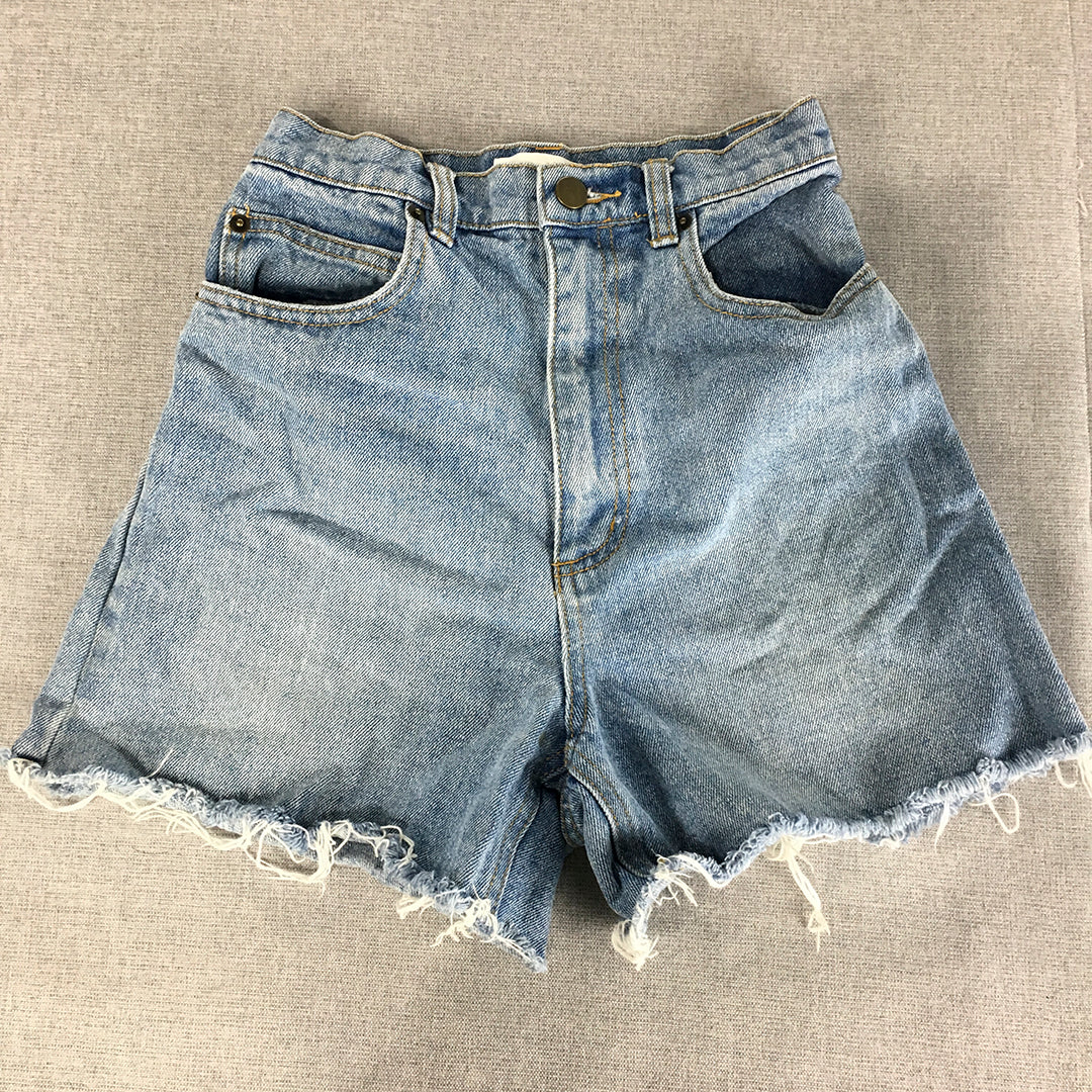 Kookai Womens Denim Shorts Size 34 Blue Raw Hem Pockets Jorts