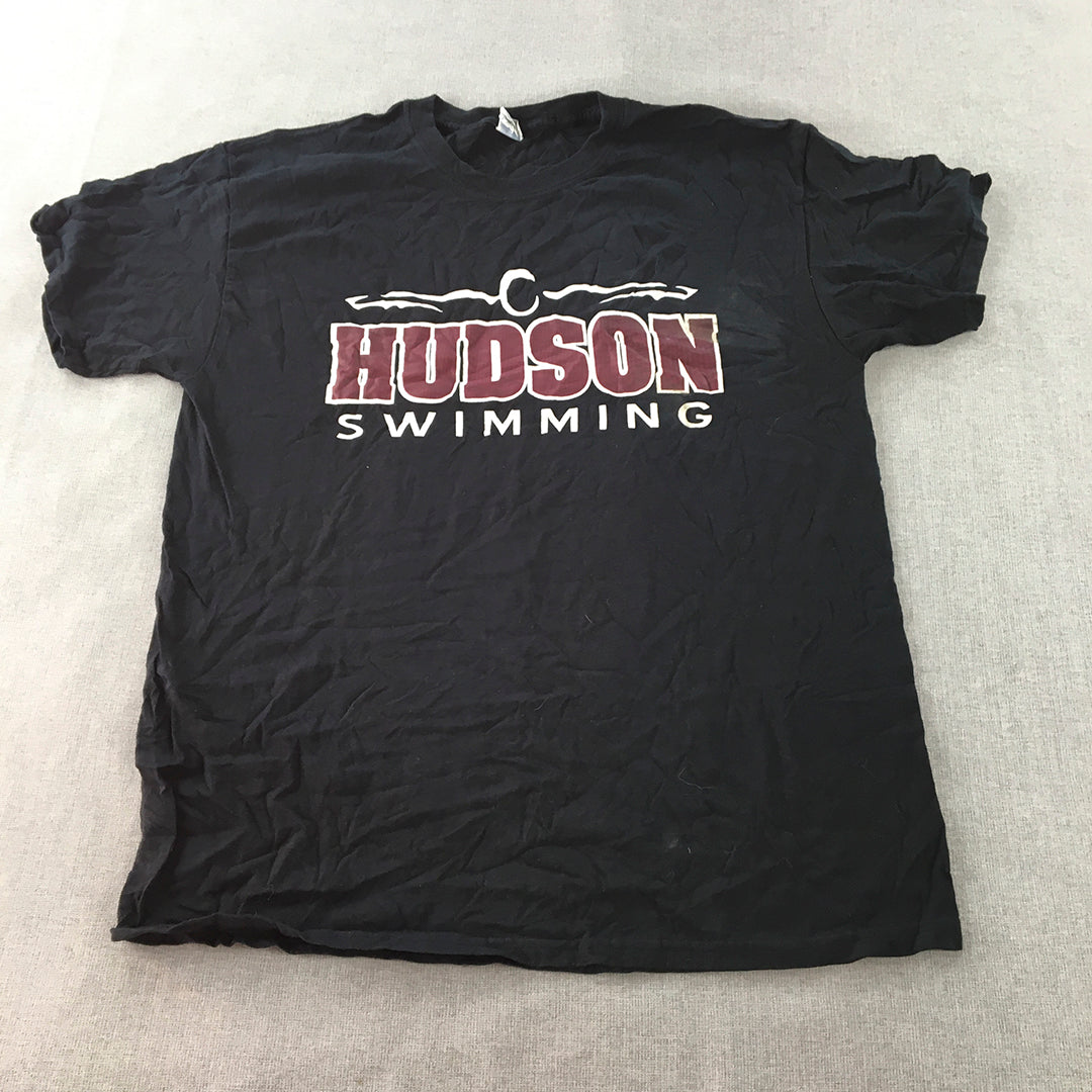 Hudson College Swimming USA Mens T-Shirt Size L Black Short Sleeve Tee