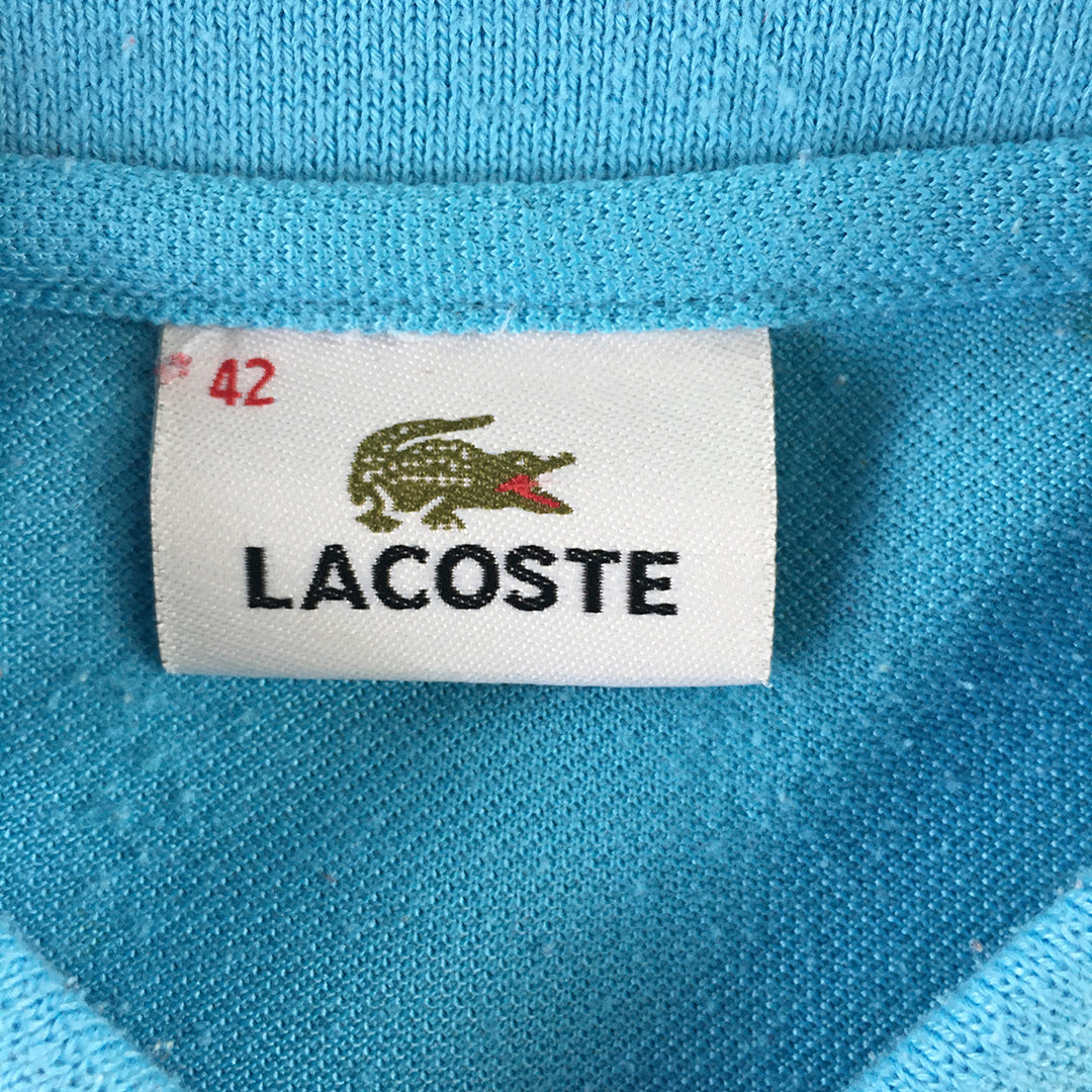 Lacoste Womens Polo Shirt Size M Blue Logo Collared Rugby