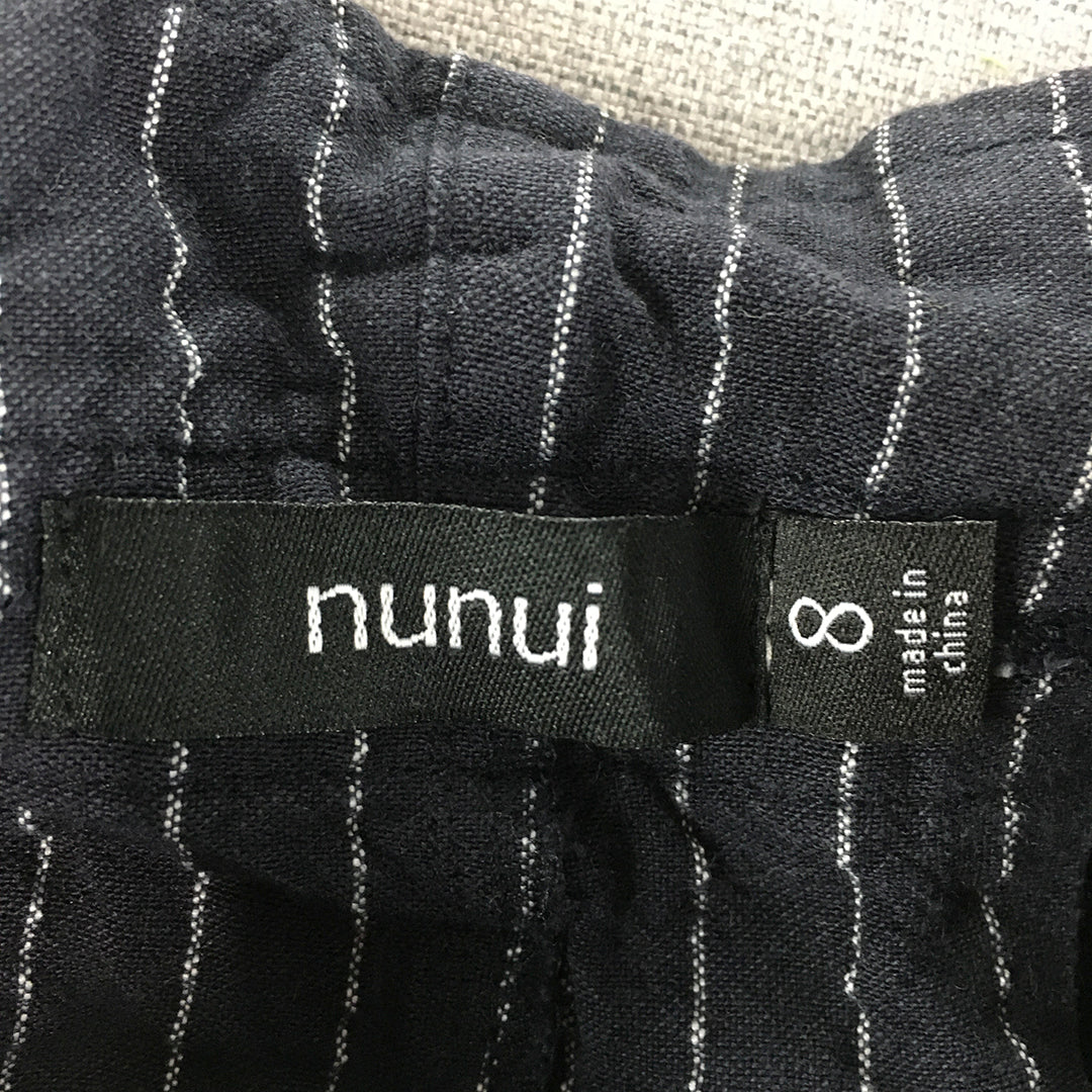 Nunui Womens Shorts Size 8 Navy Blue Striped Belted