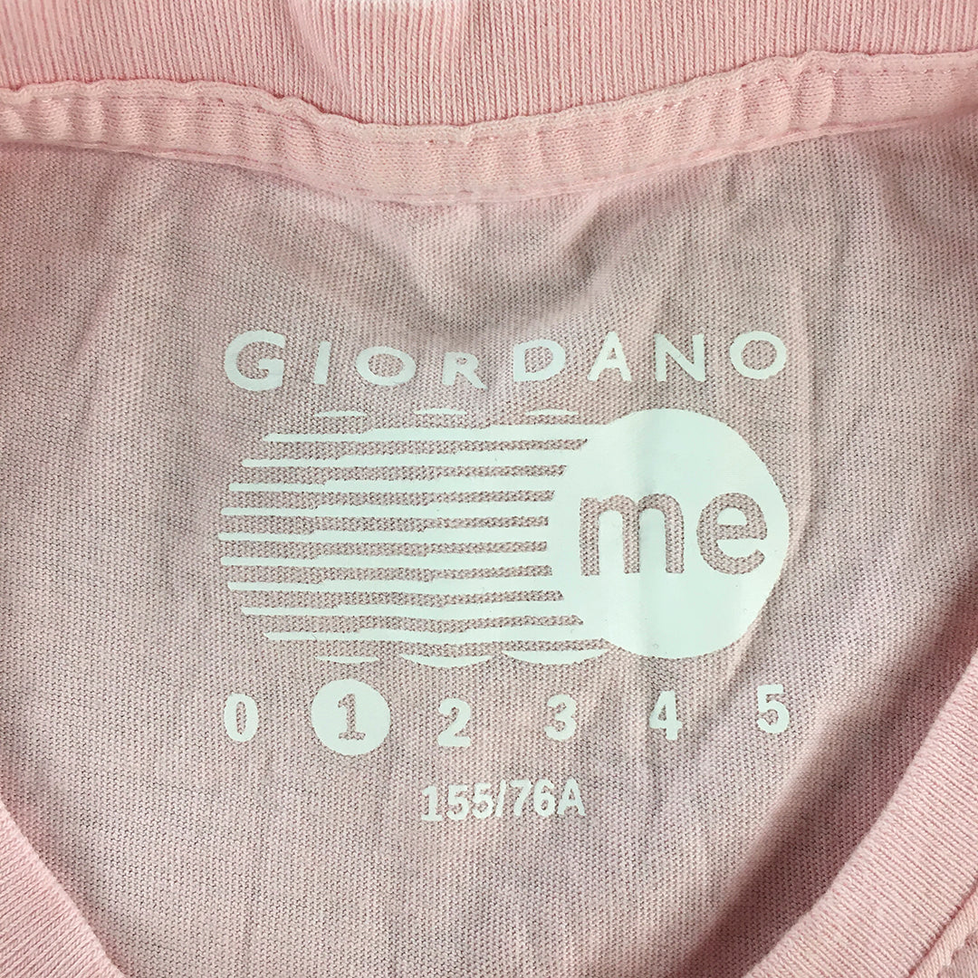 Giordano Womens T-Shirt Size XS Pink Short Sleeve Crew Neck Top