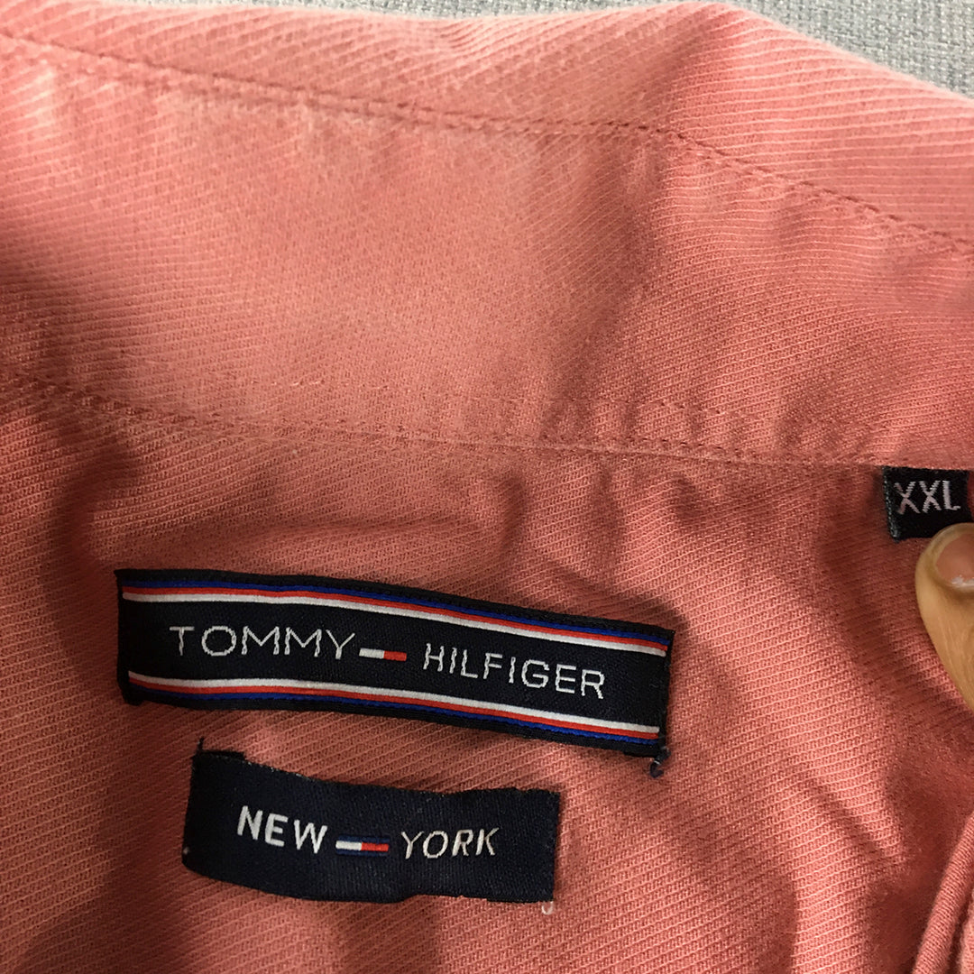 Tommy Hilfiger Womens Shirt Size 2XL Pink Long Sleeve Logo Button-Up