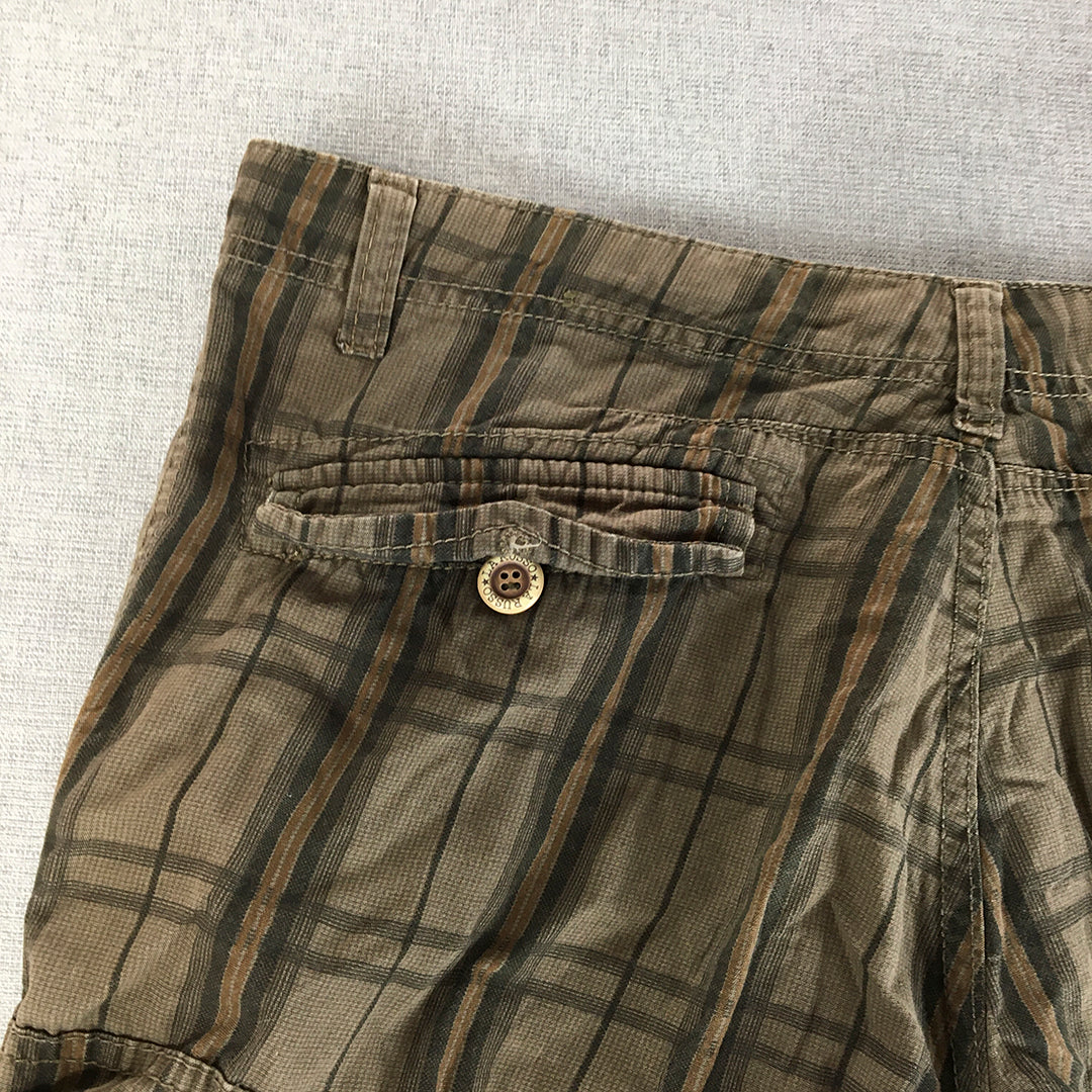 Larusso Mens Cargo Shorts Size XL Brown Checkered Pockets