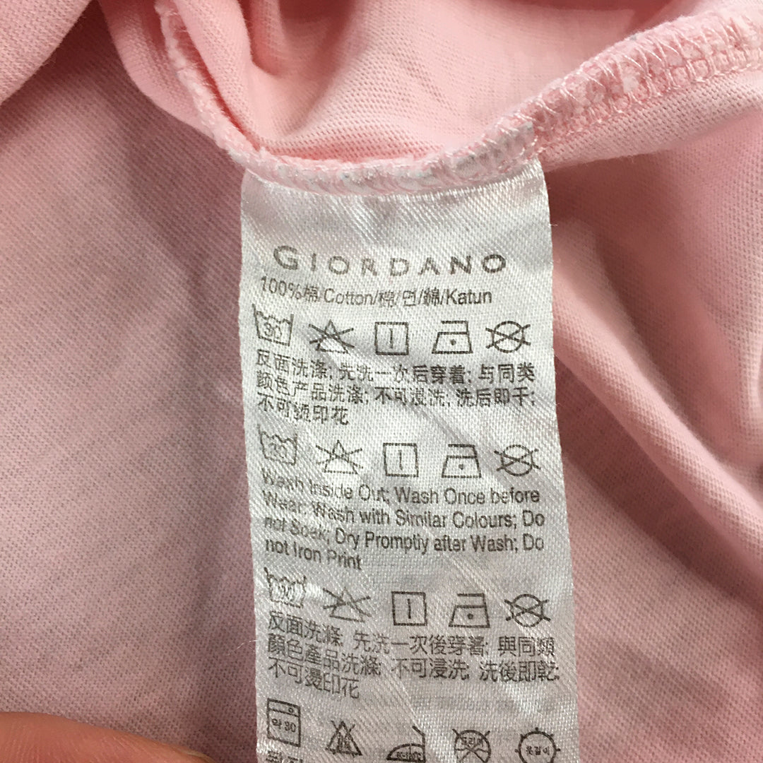 Giordano Womens T-Shirt Size XS Pink Short Sleeve Crew Neck Top