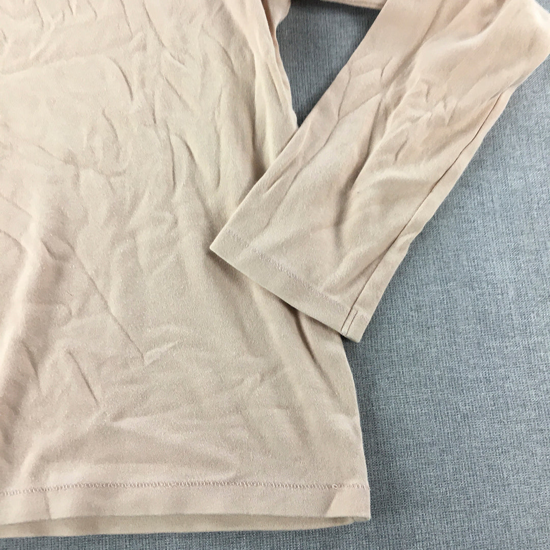 Uniqlo Womens Top Size M Light Brown Long Sleeve Pullover Shirt