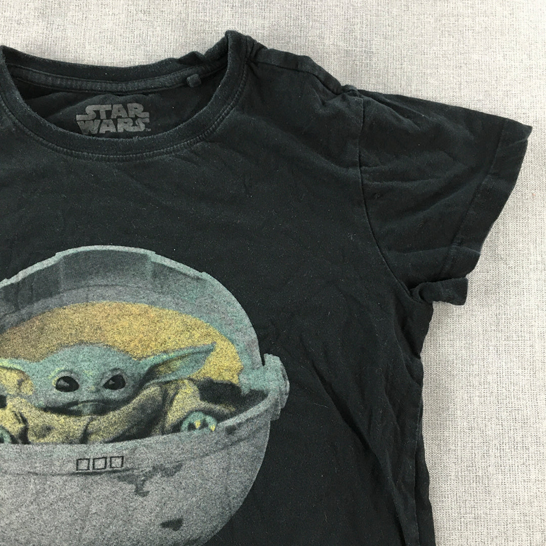 Star Wars Baby Yoda Womens T-Shirt Size XS Black Short Sleeve Top