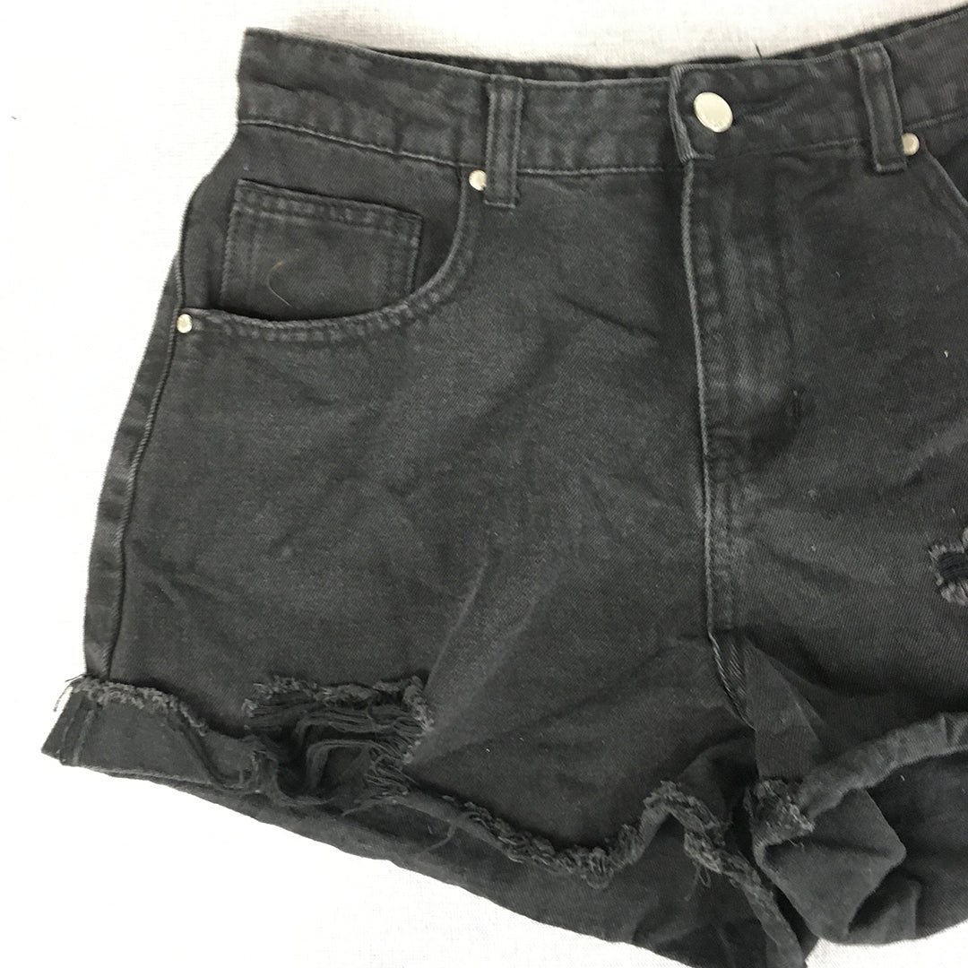 STNDRD Denim Womens Shorts Size 12 Black Pockets Raw Hem