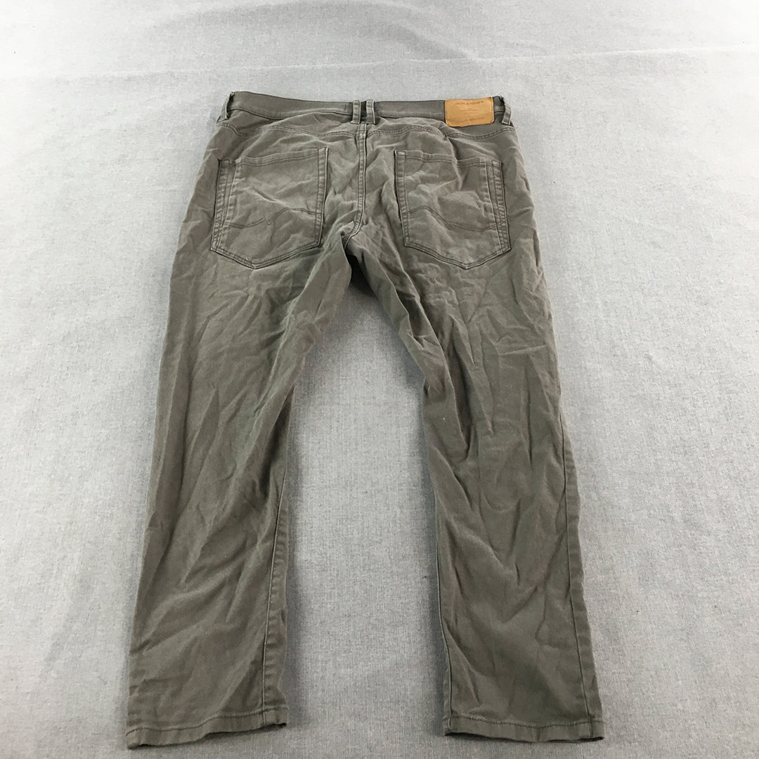 Jack & Jones Mens Jeans Size 34 Grey Light Wash Denim Straight