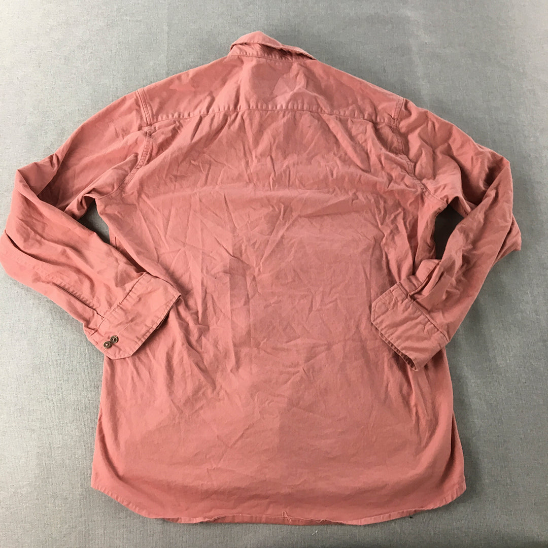 Tommy Hilfiger Womens Shirt Size 2XL Pink Long Sleeve Logo Button-Up