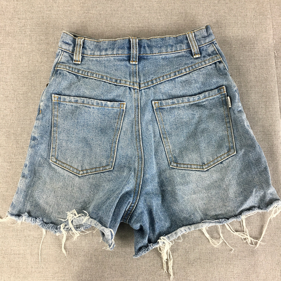 Kookai Womens Denim Shorts Size 34 Blue Raw Hem Pockets Jorts