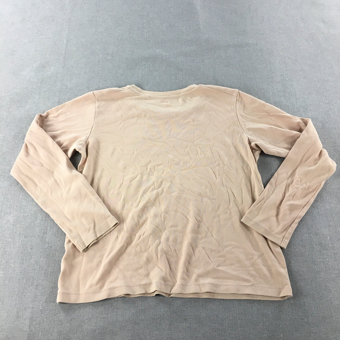 Uniqlo Womens Top Size M Light Brown Long Sleeve Pullover Shirt