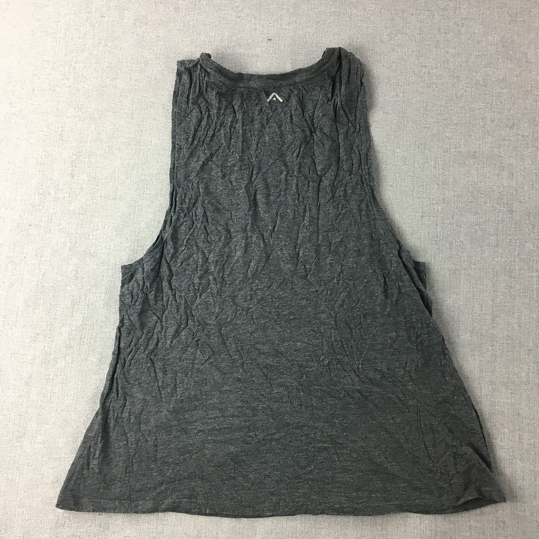 Rockwear Womens Tank Top Size 10 Grey Gold Logo Sleeveless Singlet Shirt