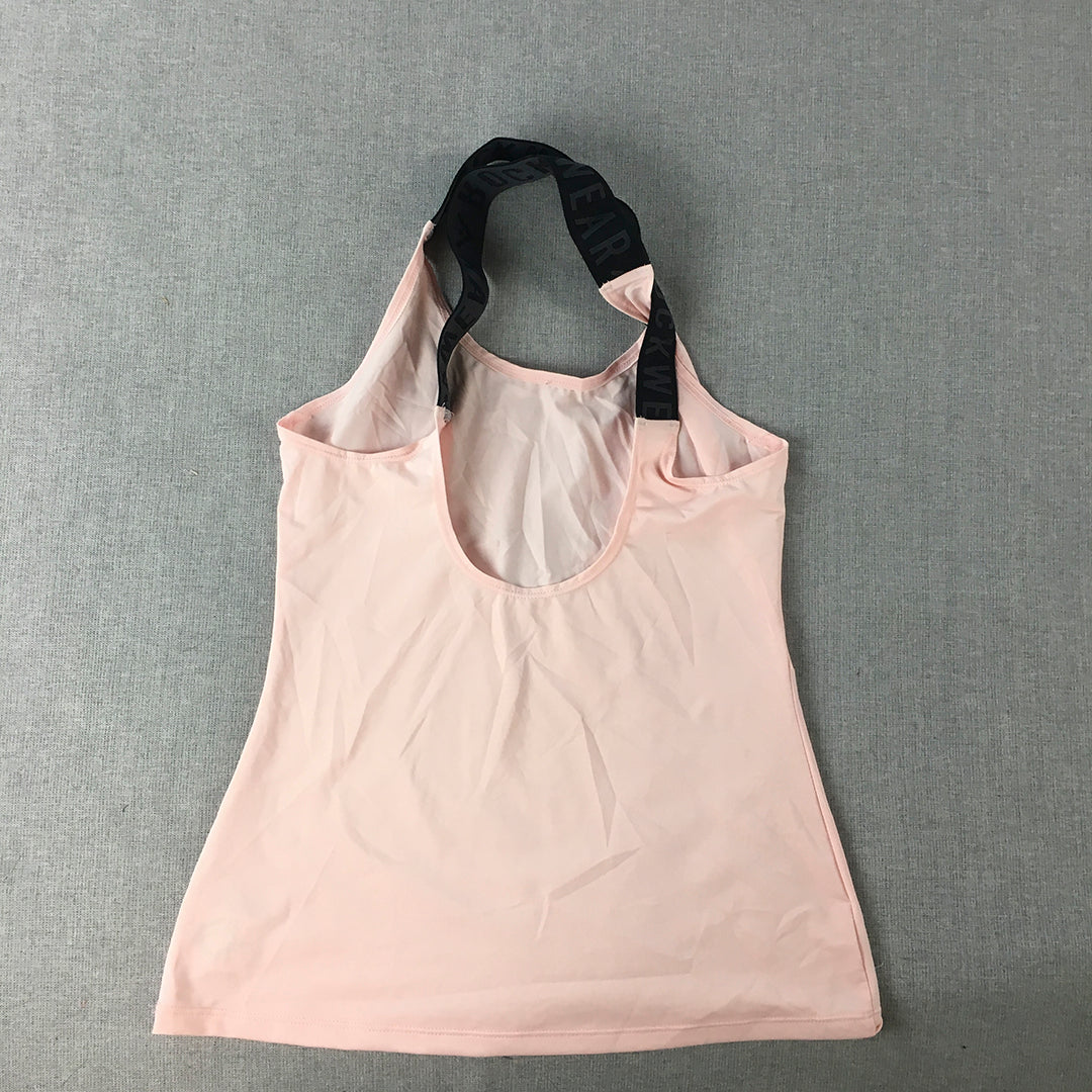 Rockwear Womens Tank Top Size 8 Pink Logo Sleeveless Shirt Gym Running