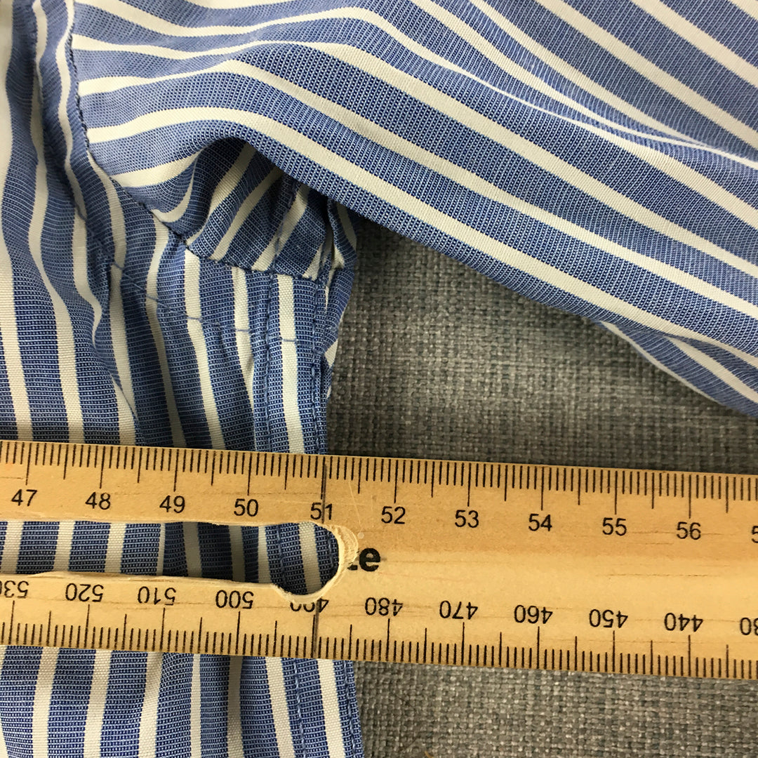 Pierre Cardin Mens Shirt Size M Blue Striped Long Sleeve Button-Up Collared