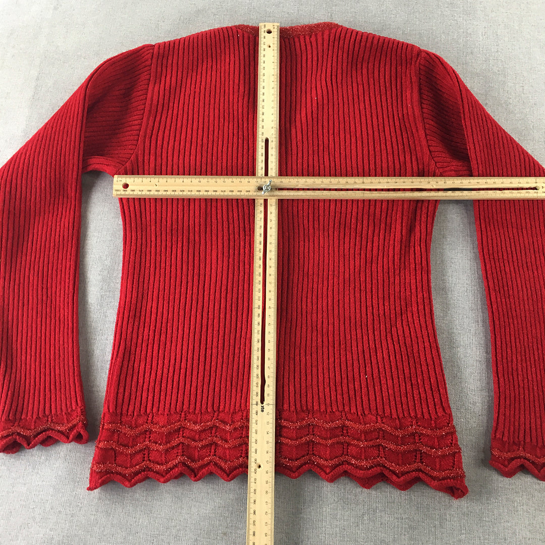 Modern Fashions Womens Cardigan Size S Red Button Up Knit