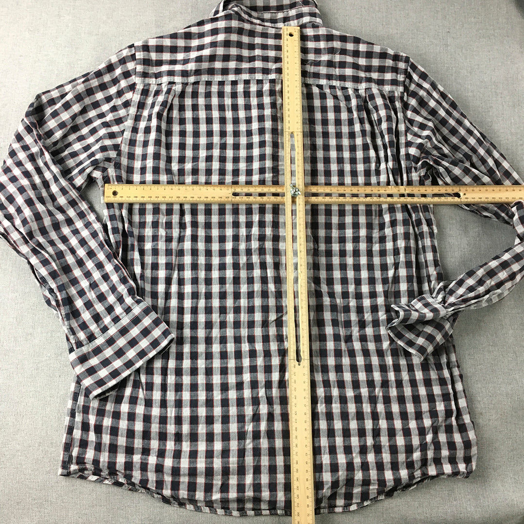 Westbury By C&A Mens Shirt Size M Blue White Checkered Button-Up