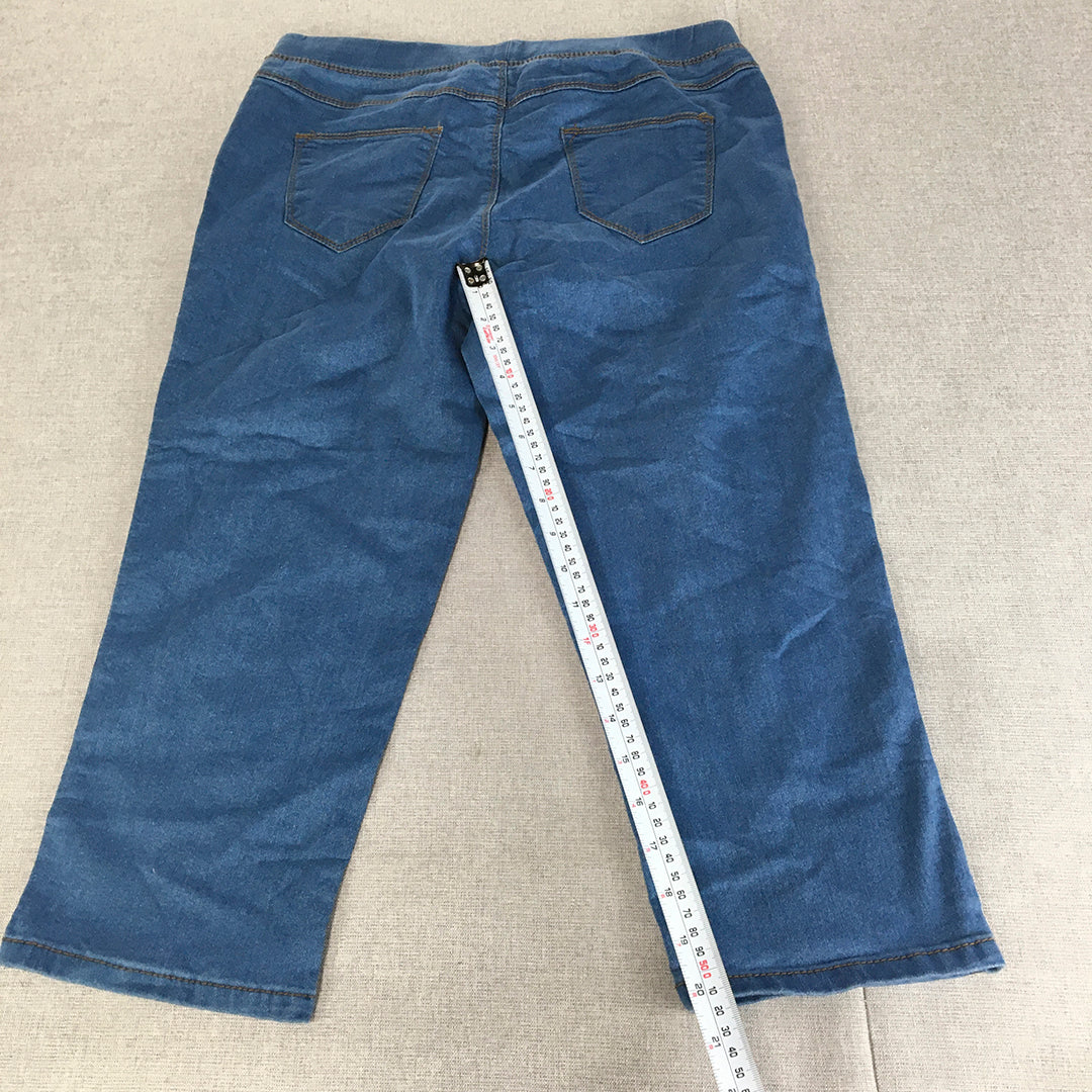 NEW Khoko Womens Cropped Jeans Size 12 Blue Legging Stretch Denim