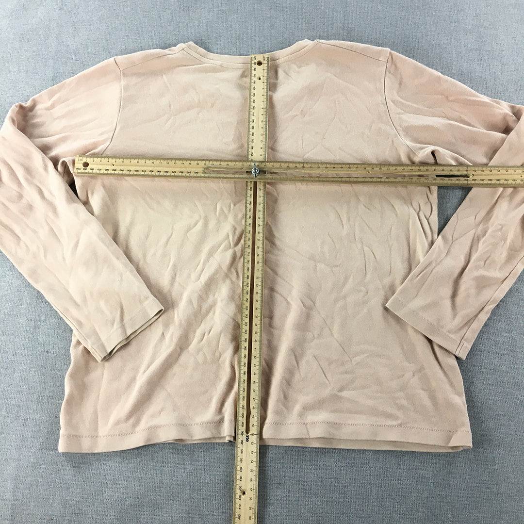 Uniqlo Womens Top Size M Light Brown Long Sleeve Pullover Shirt