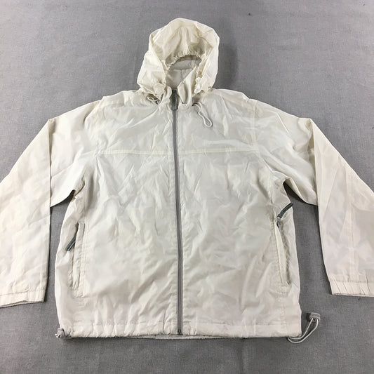 Bossini Mens Jacket Size S White Zip-Up Hoodie Windbreaker Coat