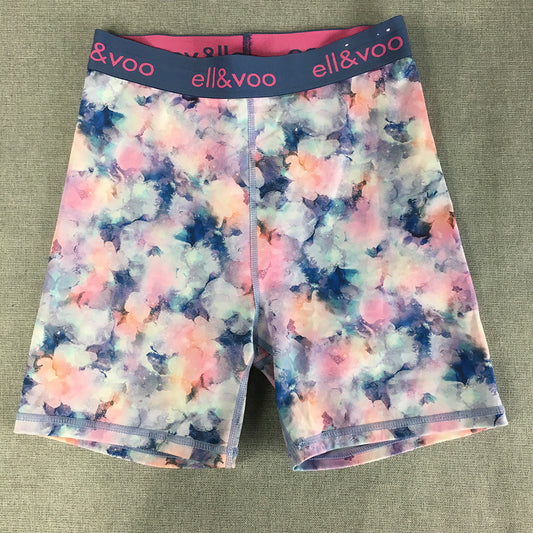 Ell & Voo Kids Girls Legging Shorts Size 14 White Pink Blue Floral Activewear