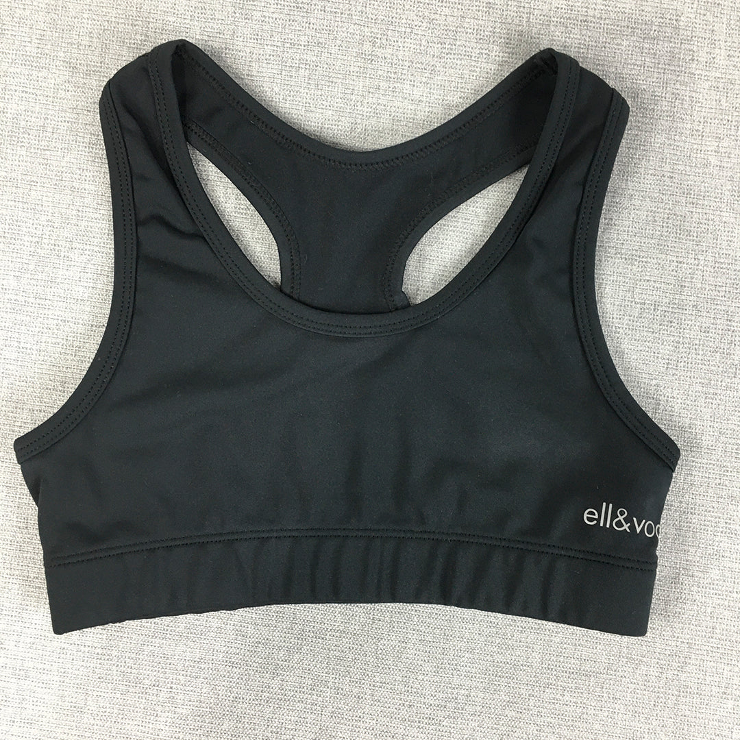 Ell & Voo Kids Girls Sports Bra Size 8 Black Yoga Gym Cropped Top