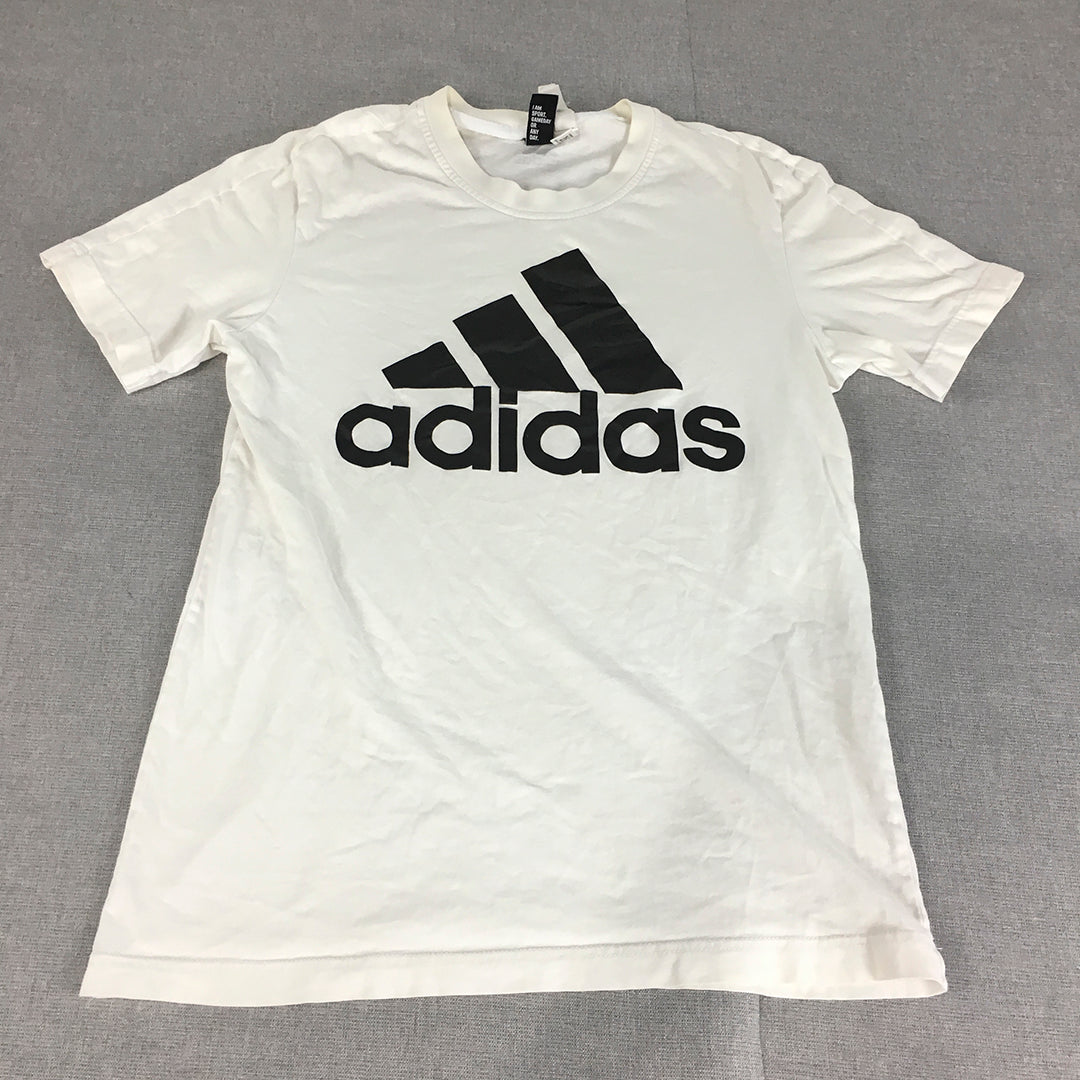 Adidas Womens T-Shirt Size S White Big Logo Crew Neck Short Sleeve Tee