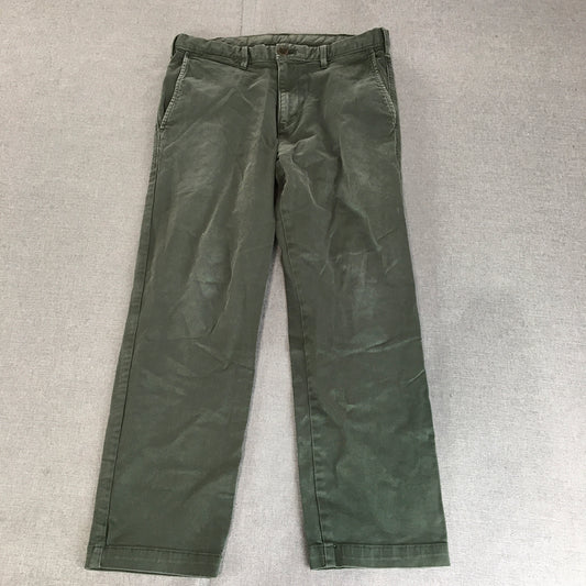 Uniqlo Mens Chino Pants Size 29 Khaki Green Straight Leg Pockets