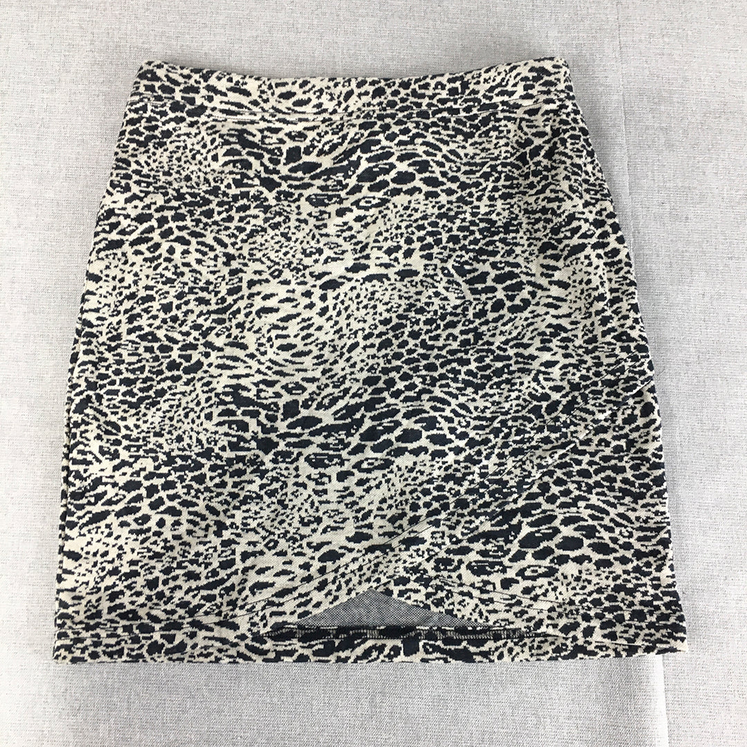 Sea Soul Womens Mini Skirt Size S White Navy Blue Dot Knit