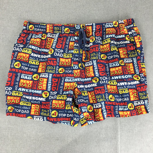 Peter Alexander Mens Sleep Shorts Size 3XL Blue Red Best Dad Pajama