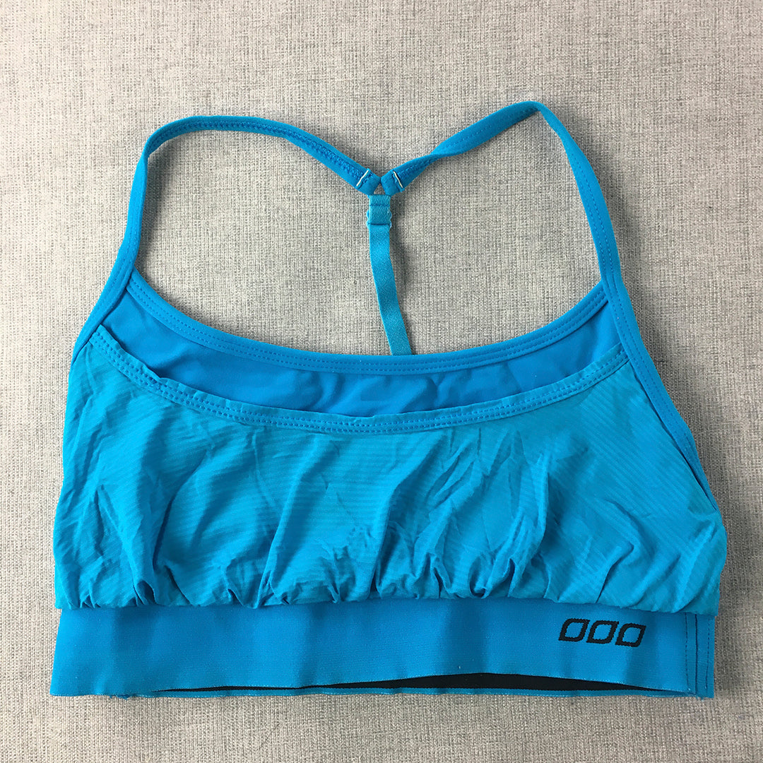 Lorna Jane Womens Cropped Activewear Top Size S Blue Logo Sleeveless Gym